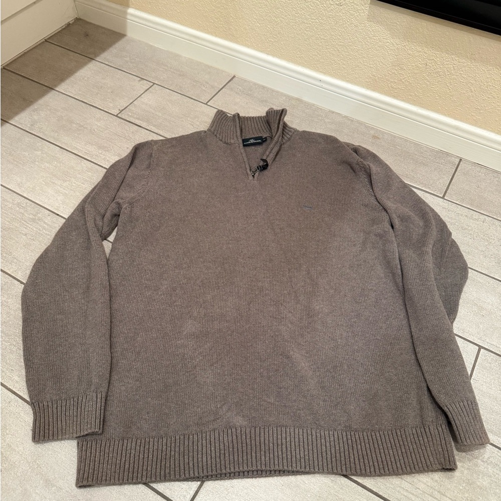 Rodd & Gunn Taupe V-Neck Quarter-Zip Sweater